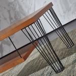 Wooden 17.32 Inch Spider Foot Coffee Table With Hanging Partitions