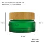 50g oval shape Green frosted Glass Bottle With bamboo Lid For Empty Cream Jar