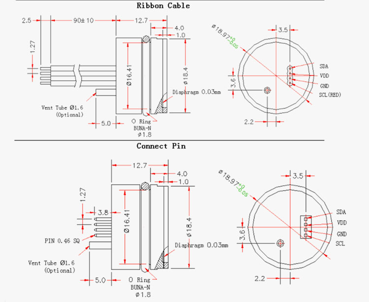 WNK 19mm Universal Vacuum Absolute Piezoresistive Diffused Silicon Pressure Sensor