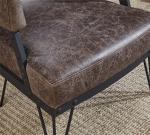 Durable Leather Leisure Chair Matt Black Finish Iron Frame Unique Curve Armrest