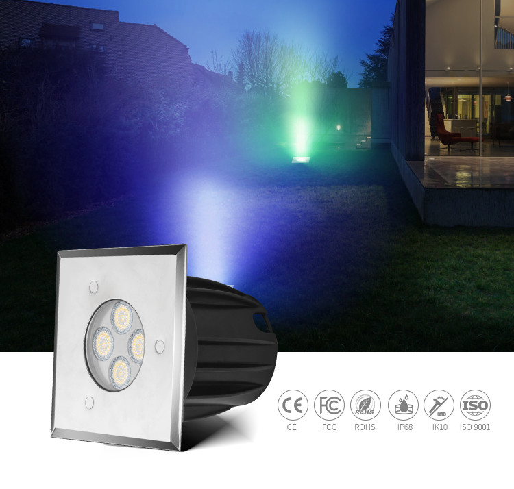 Mini White Color Square Ground Light Waterproof IP68 Outdoor Use 24V inground lights