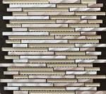 Slim strip glass mix metal mosaic puzzle pattern for interior and exterior