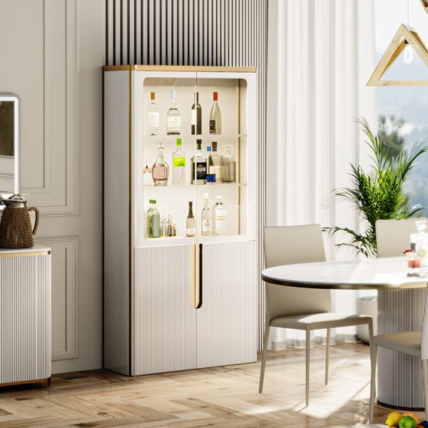 Simple Design White Glass Display Wine Rack Dining Room Furniture Modern Luxury