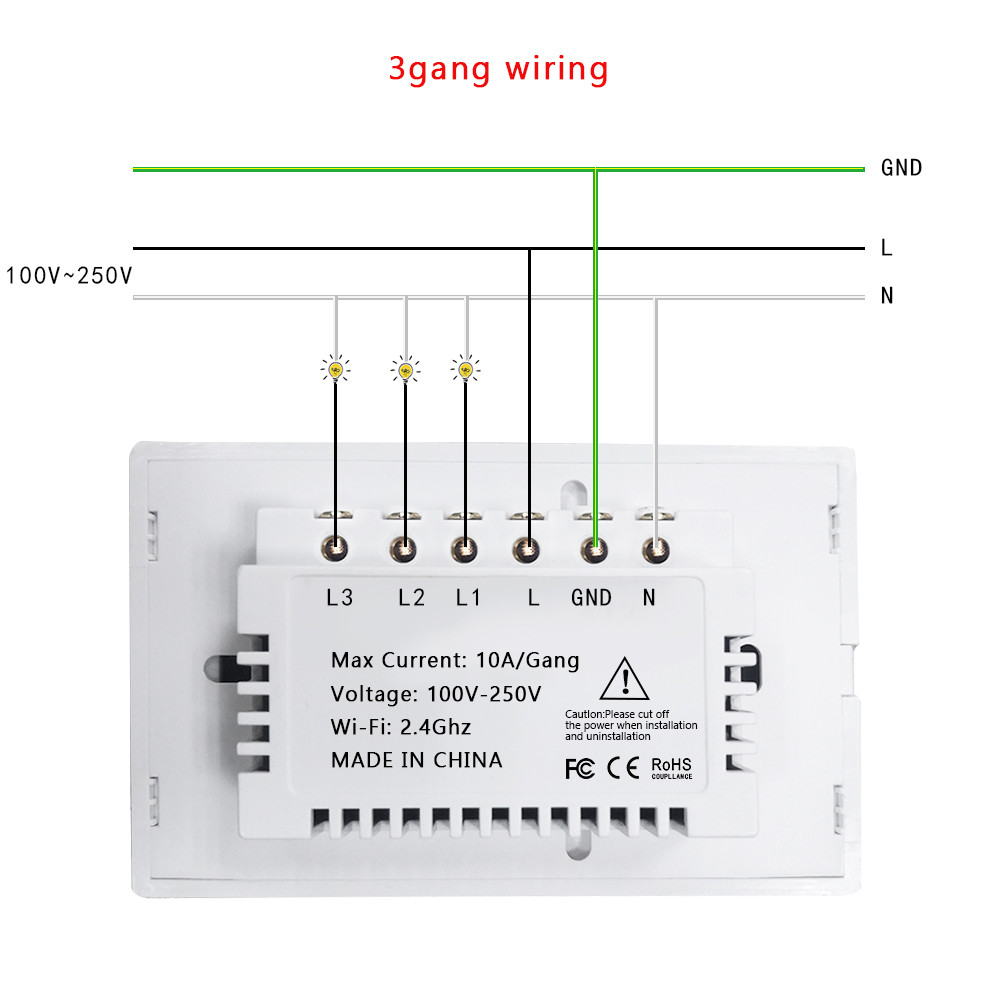 Smart Home Customize Led Black Waterproof 110~250V Phone Wifi Controlled Light Wall Wireless Glass Switches