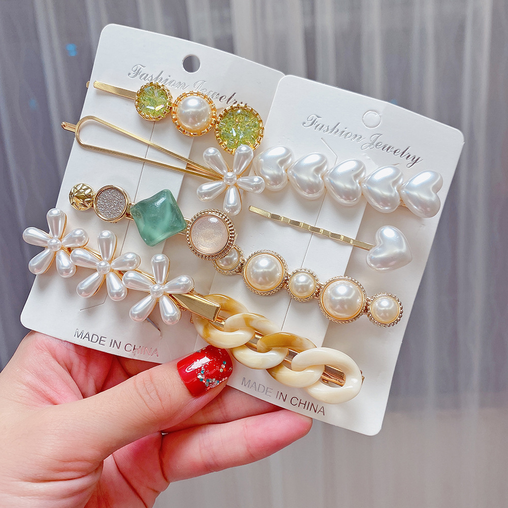 Resin Hair Clip Claw Pearl Wedding Jewelry Grip Women Girl 10x8x2cm