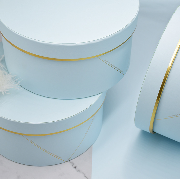 Round Biodegradable Luxury Paper Gift Box Custom Color For Marble Rose