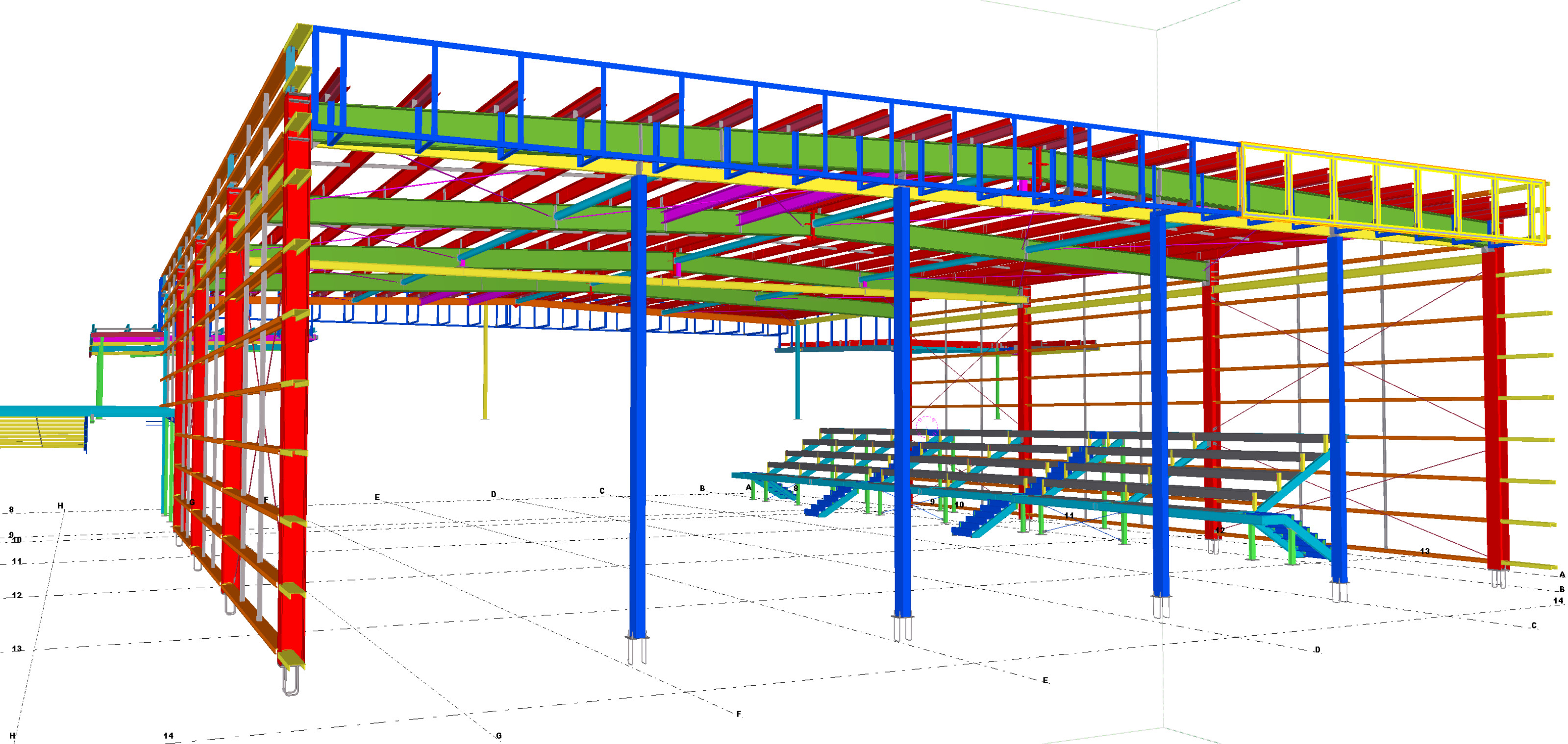 ASTM Material Sport Center Or Garage Steel Frame With White Colour