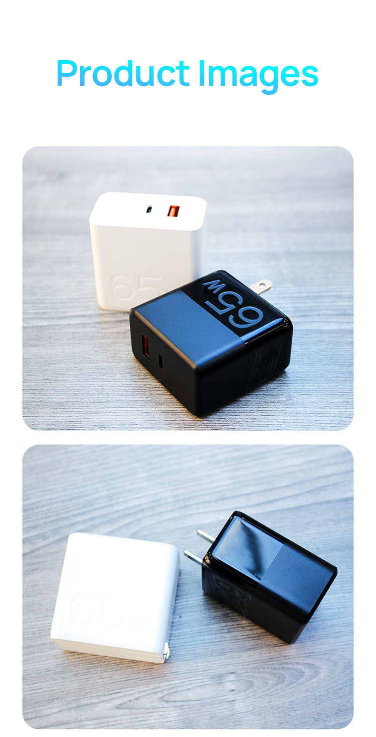GaN Charger For Mobile Phone iphone Charger Portable Quick Charge Adapter EU US UK Plug PD 65W USB GaN Charger