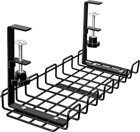 Adjustable Under Desk Iron Wire Mesh Cable Management Tray for Easy Cord Organization