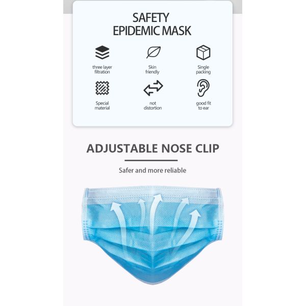 Anti Dust Single Use Face Mask For Adult EN14683 ASTM F2100