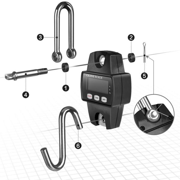 High Accuracy Digital Load Cell 300KG Steel OEM 3*AAA Dry Battery OCS-L Mini Crane Scale Industrial Hook Weighing Scale