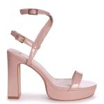 Patent Leather Platform Heel Shoes OEM Platform Black Sandals Heels
