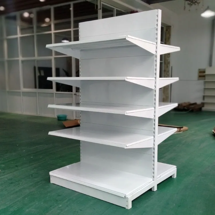 Factory Custom Size Color logo white double-sided supermarket convenience store supermarket shelves
