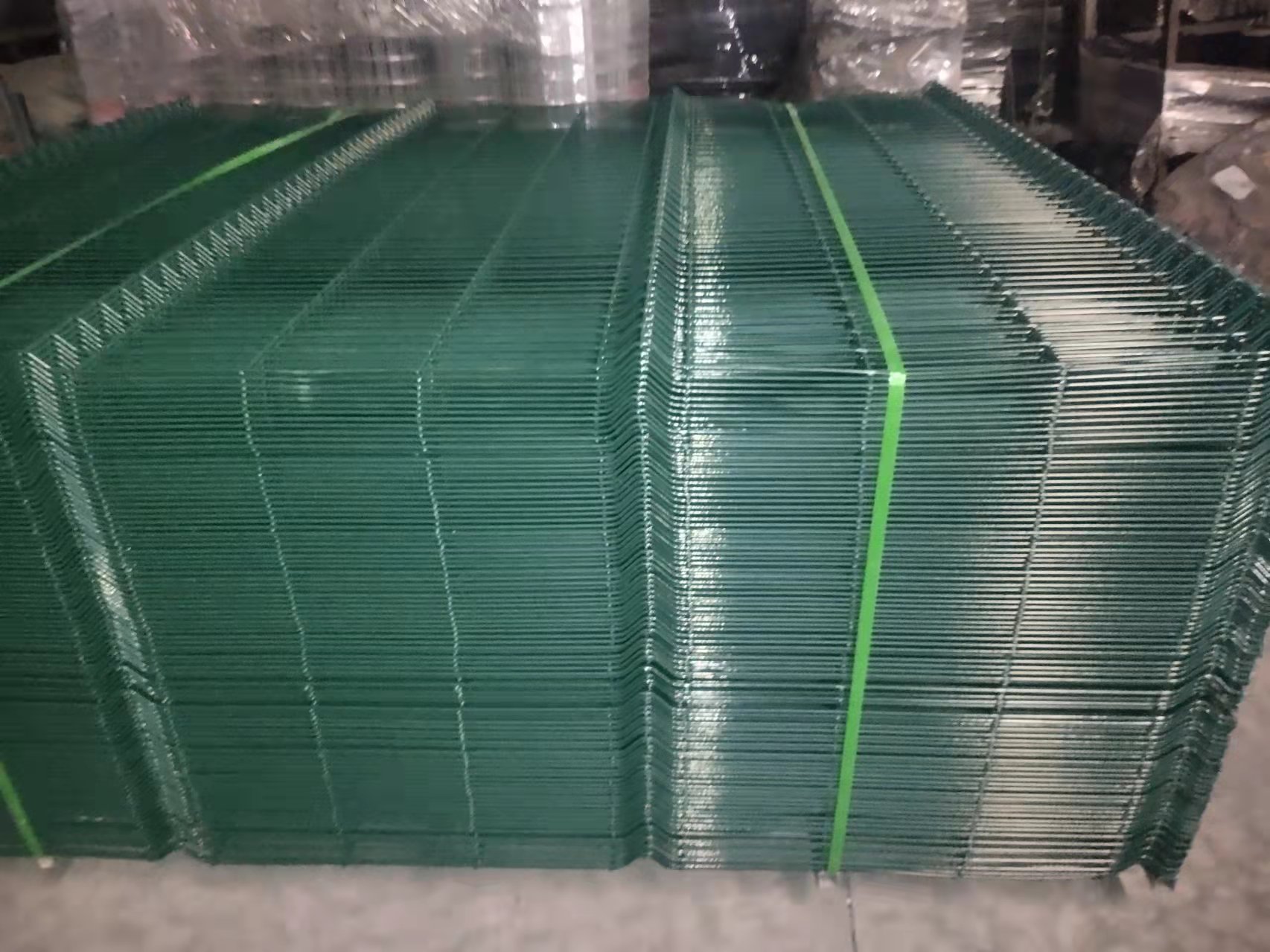 green colored curved mesh fence panels 
