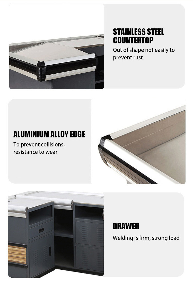 Cold Rolled Steel Cashier Cabinet Checkout Counter 550 - 1200mm Width Options