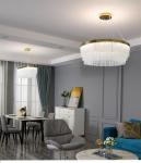 Luxury Gold Chandelier For Living Dining Room Led Glass Lighting mid century
