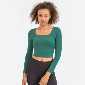 Wholesale Ladies Yoga Tops High Elastic Long Sleeve Womens Shirts With Bra from china suppliers