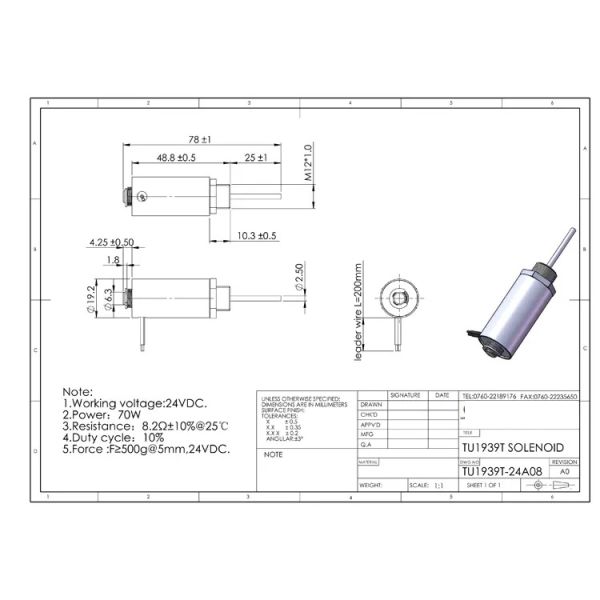 High-Precision T1939 Force10N Tubular Push Pull Solenoid for Industrial Machinery and Security Systems Distributor