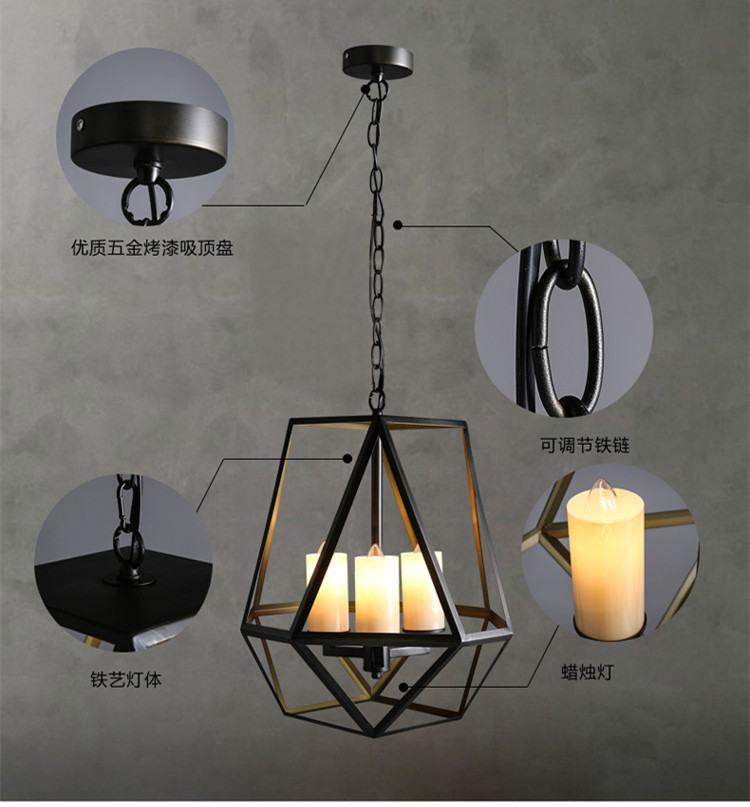 Vintage Retro Loft Industrial Black Painted Wrought Iron Bird Cage Chandelier(WH-CI-123)