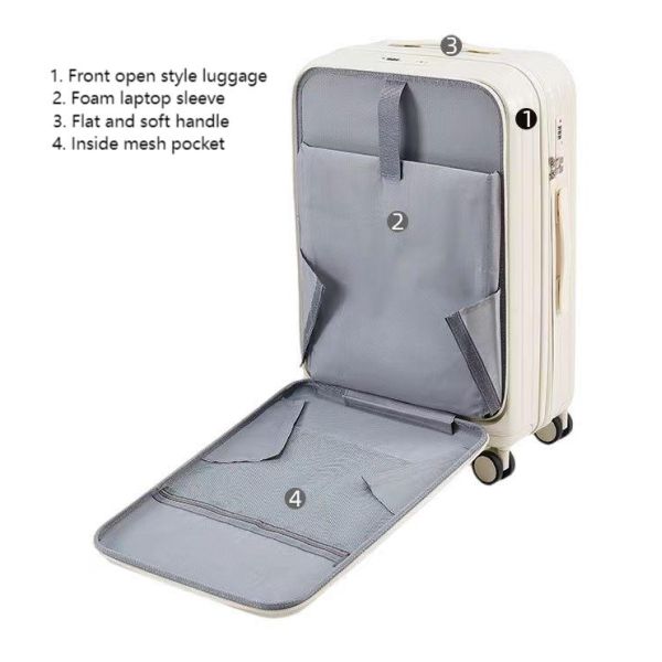 Spacious Interior Cabin Carry On Luggage Front Opening Hardside Luggage OEM