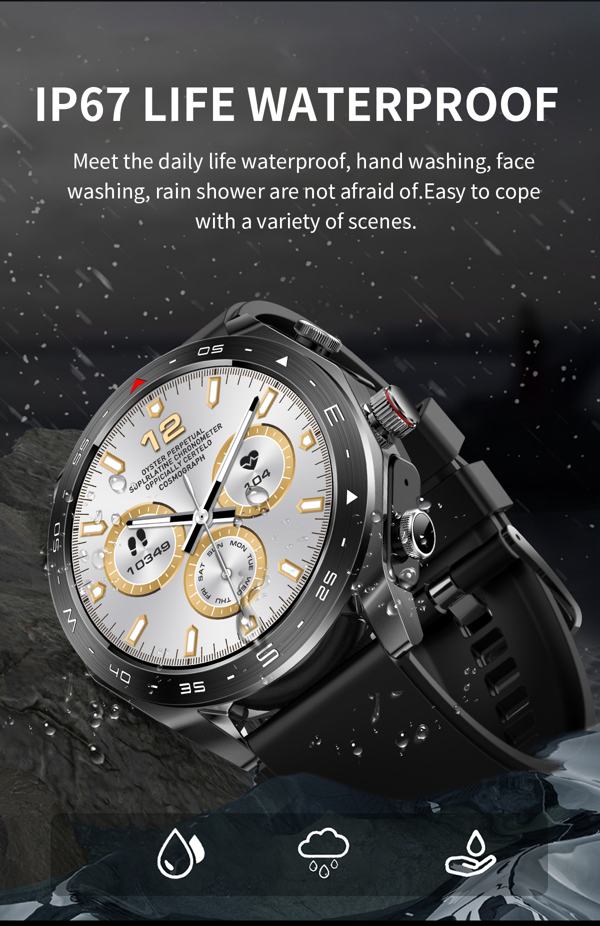 Touch Screen Smartwatch With Bluetooth Earbuds Sleep Monitor Music Player