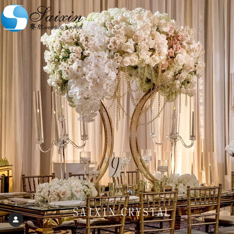 160CM wedding standing flower arrangements square gold black white