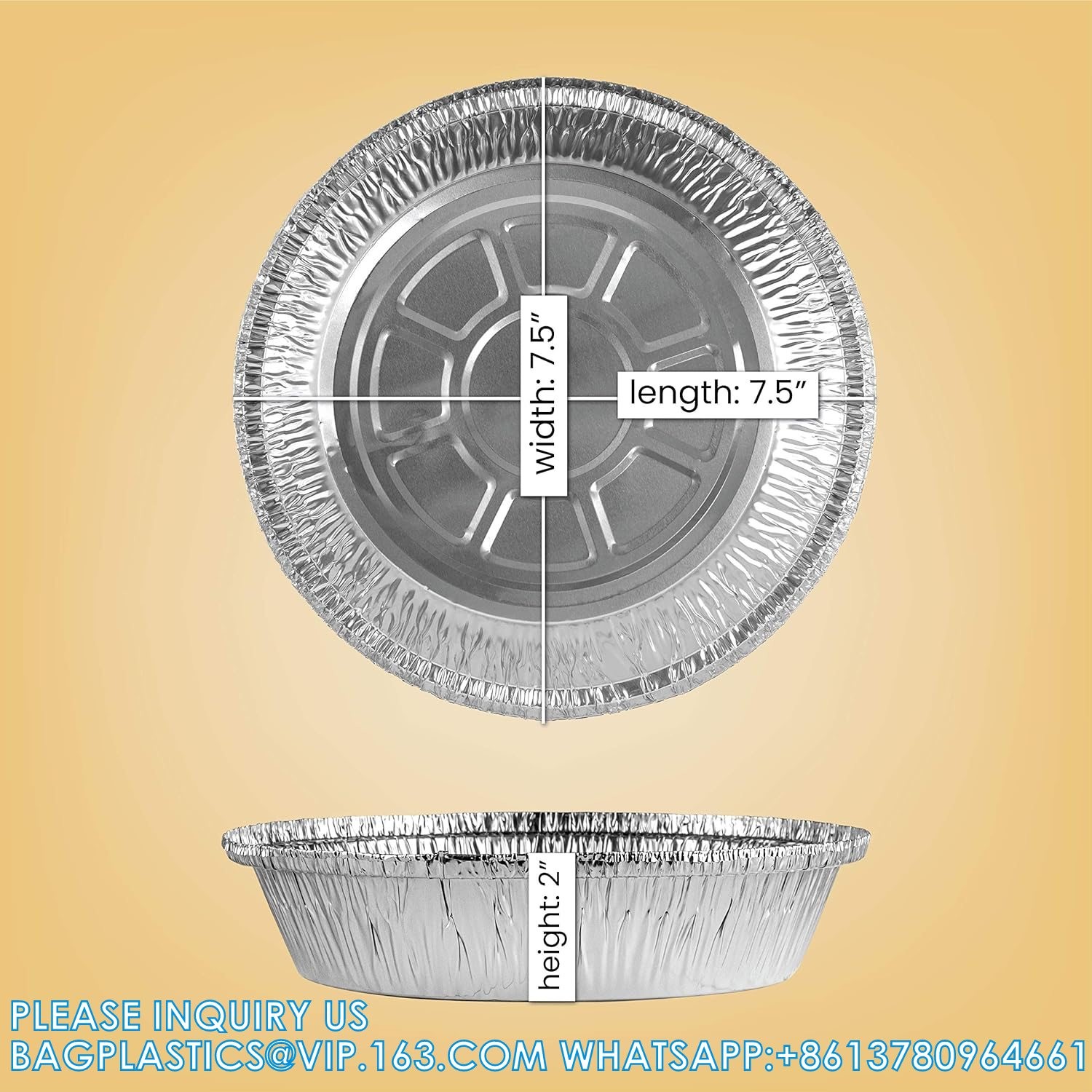 6.5'' Inch Round Tin Foil Pans Disposable Aluminum, Freezer & Oven Safe - For Baking, Cooking, Storage, Roasting