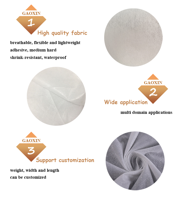 100% Polyester DOT Style GAOXIN Fusible Interlining Fabric Non Woven Fusing Style DOT