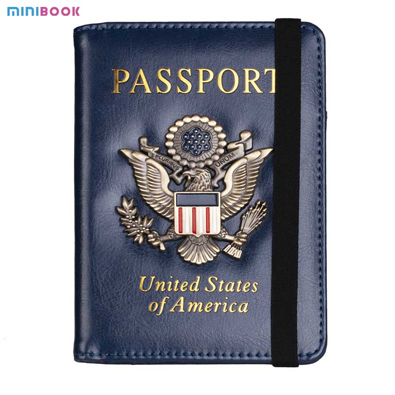 2023 USA Eco Rfid Passport Case Cover Holder Document Organizer Wallet for Vintage PU