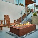 Gas Propane Heating Corten Steel Fire Pit 1200 X 600 X 320mm Courtyard