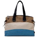 Leisure Tricolor Stripe Canvas Womens Tote Handbag