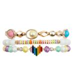 Rainbow Heart Charm Handmade Beads Bracelet Colorful For Women Party