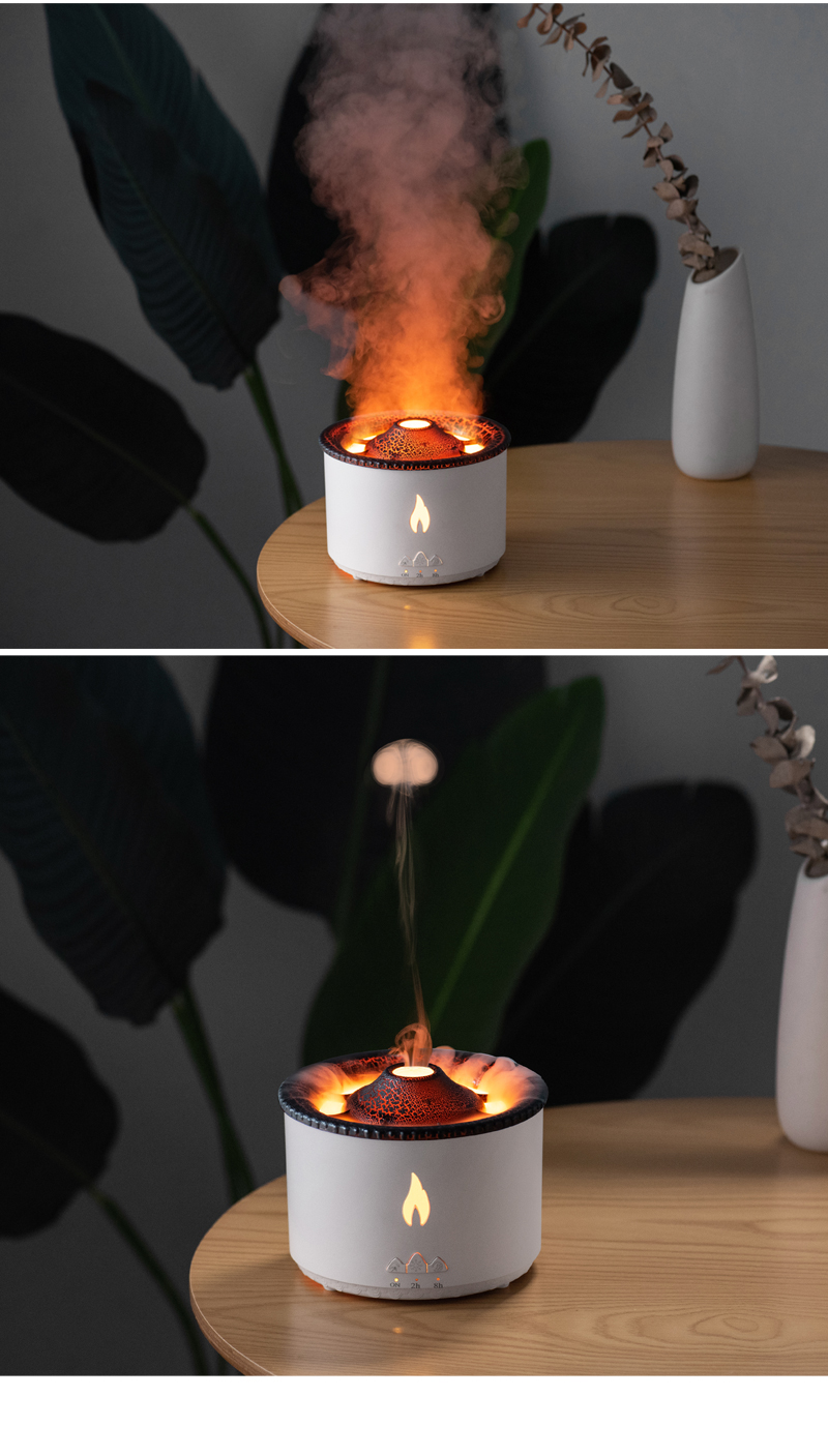 350ML Capacity 3D Flame Effect Volcano Air Humidifier Aroma Diffuser for Home Fragrance