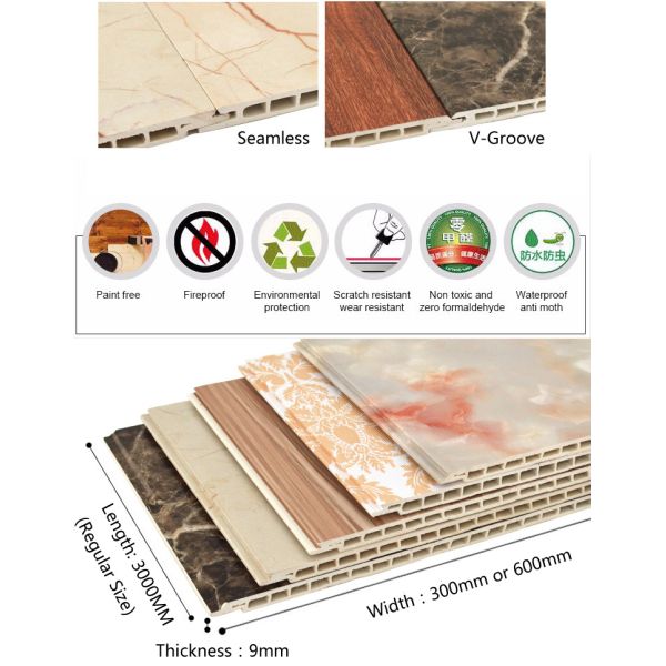 ECO PVC Marble Wall Panels 2000mm-5000mm Commercial Plastic Wall Panels