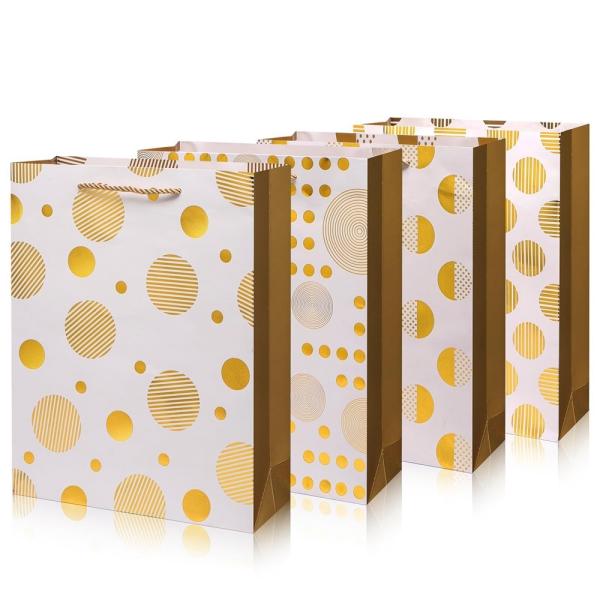 Custom Color Accepted Gold Foil Logo Gift Craft Shopping Paper Hand Bag With
