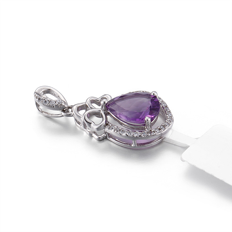 Bridal 925 Silver Gemstone Pendant AAA+ February Birthstone Charms