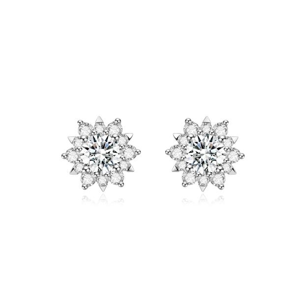 Special Design 18k Lab Grown Diamond Earrings Jewelry Fashion style Round shape