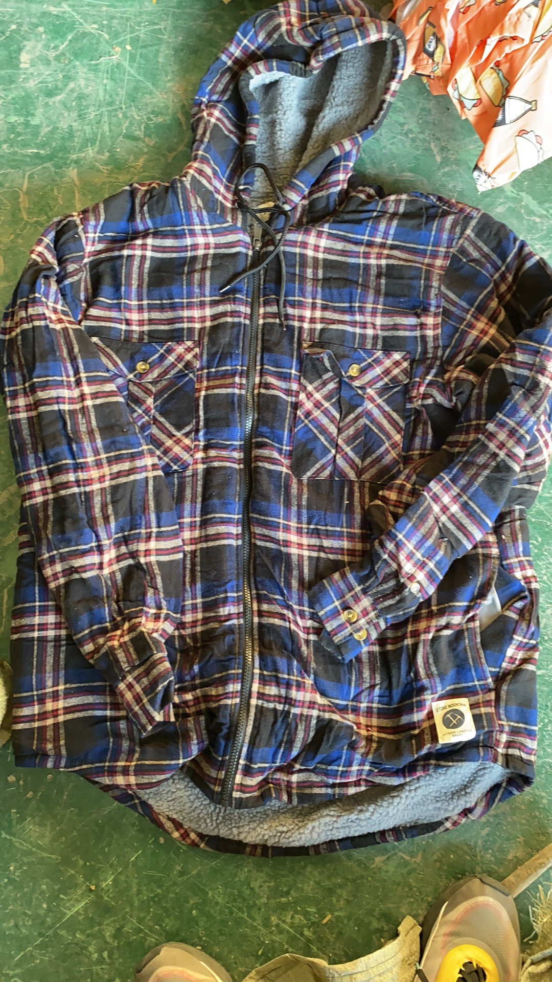 Men's plaid zipper sharpa coats