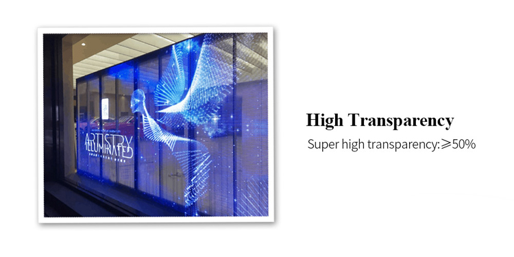 Windows Transparent LED Screen 1000mm Panel Size LED Mesh Screen 32768 Dots/M2 Pixel Density