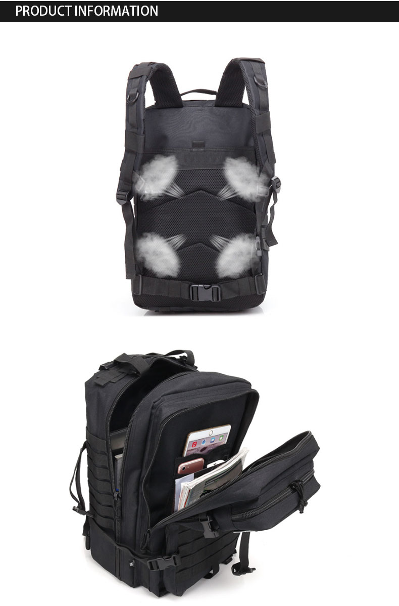 45L Backpack Large Capacity MOLLE System and Soft Handle for Outdoor Adventure Package