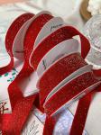 Shinny Glitter Velvet Ribbon 6mm-38mm Deep Red Velvet Ribbon Soft