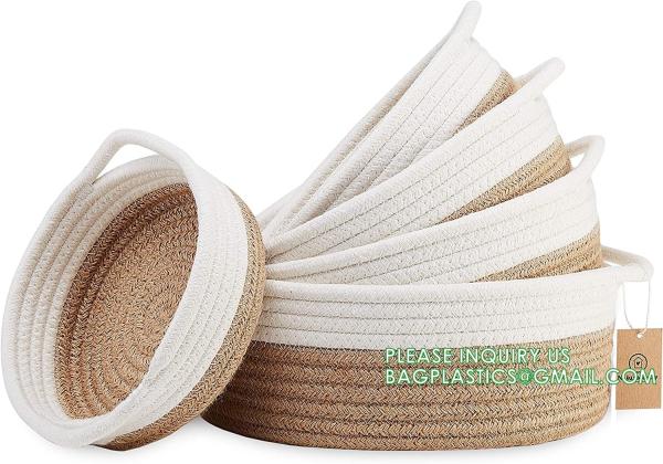 storage Basket Decorative Rope Basket Wooden Bead Decoration For Blankets,Toys