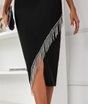 Small Quantity Clothing Factory Women'S Party Bandage Rhinestone Fringe Bodycon