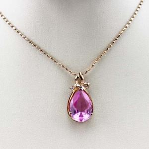 Wholesale Rose Gold Plated 925 Silver Pendant with 10mmx14mm Pink Cubic Zircon(PSJ0423) from china suppliers