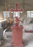 Decorative Carving Red Granite Tombstones , European Style​ Granite Cemetery