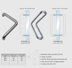 Wholesale W-DH608 Modern Mirrored Stainless Steel Door Handle Push Pull Interior or Exterior office door handles from china suppliers