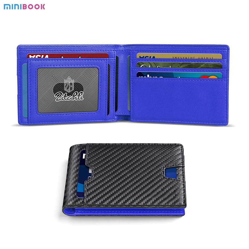 Genuine Leather Men's RFID Blocking Bifold Wallet with Zipper Pockets and Custom Logo