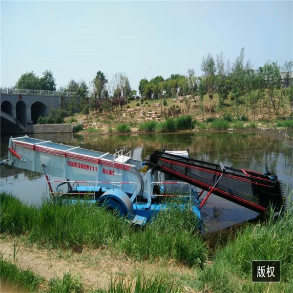 70KW Stainless Steel Aquatic Weed Boat Harvester With Storage Tipper Body For Water Weed Hunting