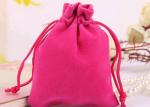 Durable Style Small Velvet Drawstring Bags Cotton Flap Soft Pink Colored