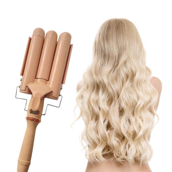 Beach Wave PTC Heater 3 Barrel Hair Curling Iron , 32mm Triple Barrel Curling